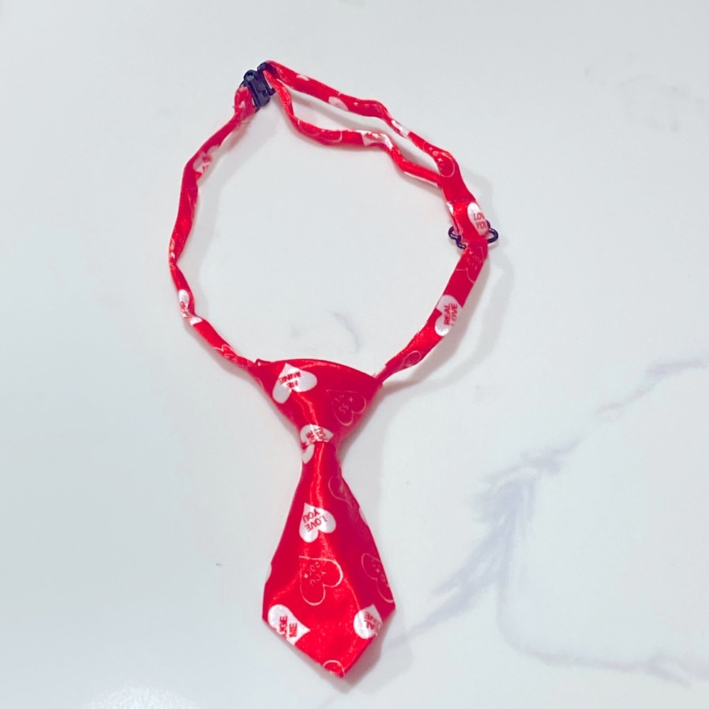 Valentine’s Day dog tie collar - Love you, Be Mine, candy hearts themed